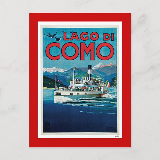  Italiaanse reisposter "Lago di Como" Briefkaart (Voorkant)