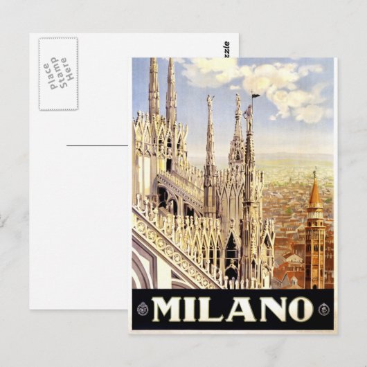 Italiaanse reisposter Milaan 1920 Briefkaart (Voorkant / Achterkant)