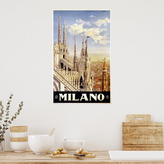 Italiaanse reisposter Milaan 1920 Poster (Keuken)