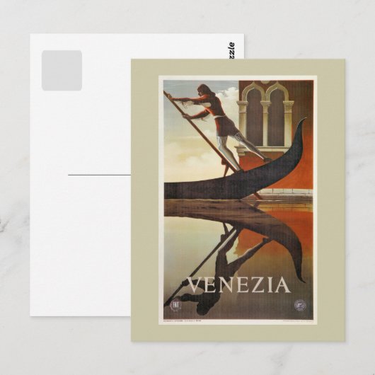 Italiaanse reisposter Venetië gondola Briefkaart (Voorkant / Achterkant)