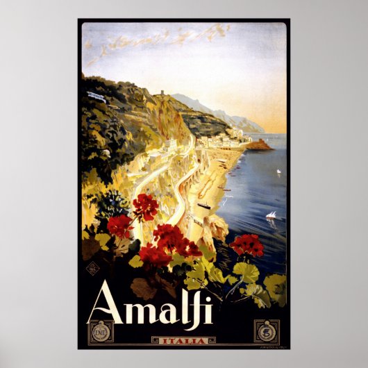 Italiaanse reisposter voor de kust van Amalfi 1910 Poster (Voorkant)