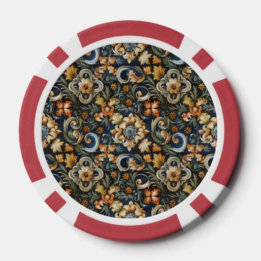 Italiaanse renaissance in het blauw poker chips (Achterkant)
