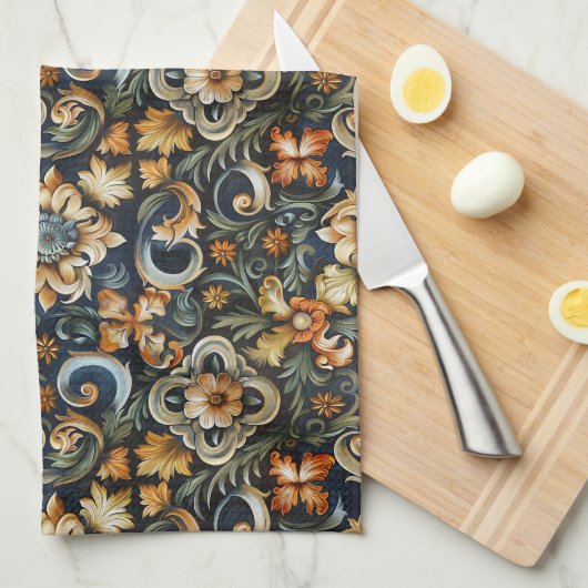 Italiaanse renaissance in het blauw theedoek (Quarter Fold)