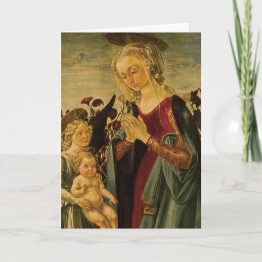 Italiaanse Renaissance Madonna en Kind met Engel Feestdagen Kaart (Voorkant)