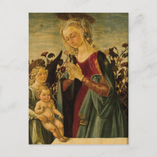 Italiaanse Renaissance Madonna, Kind en Engel Briefkaart