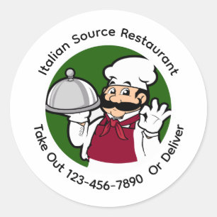 Italiaanse Restaurant Pizzaplats Bestelstickers Ronde Sticker