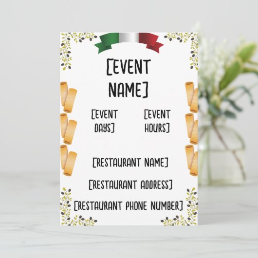 Italiaanse restaurantevenementen en inauguratie-in kaart (Staand voorkant)