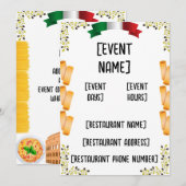 Italiaanse restaurantevenementen en inauguratie-in kaart (Voorkant / Achterkant)