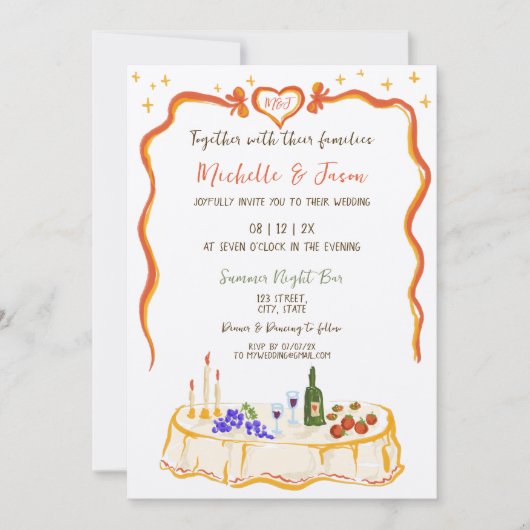 Italiaanse retro grillige leuke hand getekend boog kaart (Voorkant)