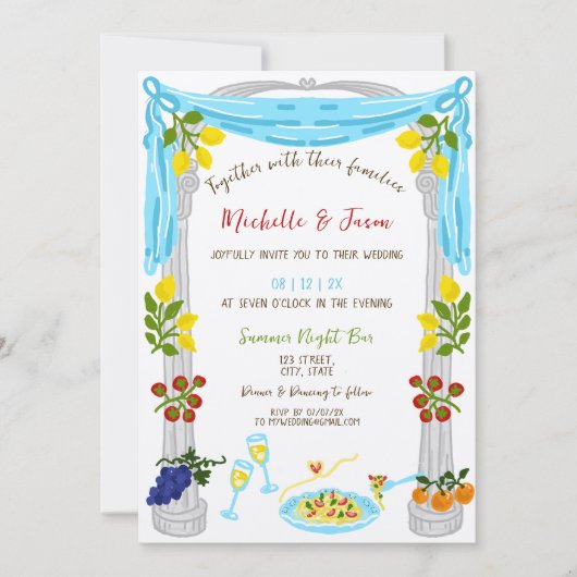 Italiaanse Retro Whimsical Fun Hand getrokken Lemo Kaart (Voorkant)