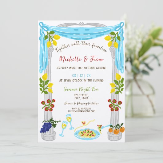 Italiaanse Retro Whimsical Fun Hand getrokken Lemo Kaart (Staand voorkant)