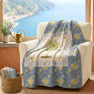 Italiaanse Riviera Aquarel Botanisch Citroen Patro Fleece Deken
