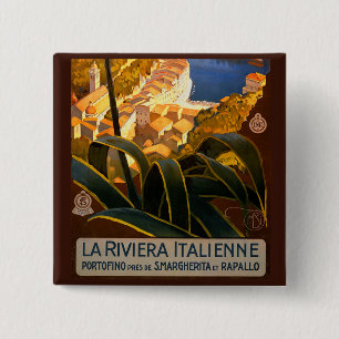 Italiaanse Rivièra Europa Italië Reisposter Vierkante Button 5,1 Cm