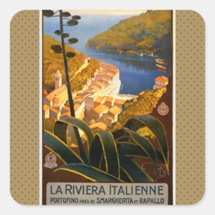 Italiaanse Rivièra Europa Italië Reisposter Vierkante Sticker