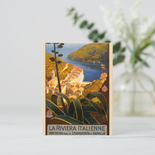 Italiaanse Riviera Europe Italië Reisposter Briefkaart (Staand voorkant)