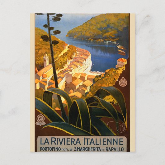 Italiaanse Riviera Europe Italië Reisposter Briefkaart (Voorkant)