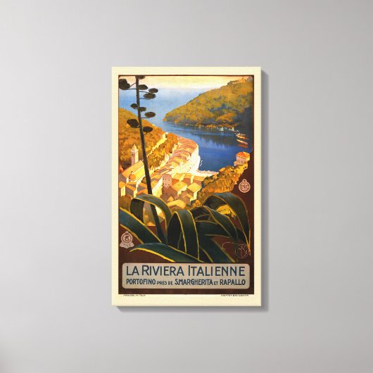 Italiaanse Riviera Europe Italië Reisposter Canvas Afdruk (Voorkant)