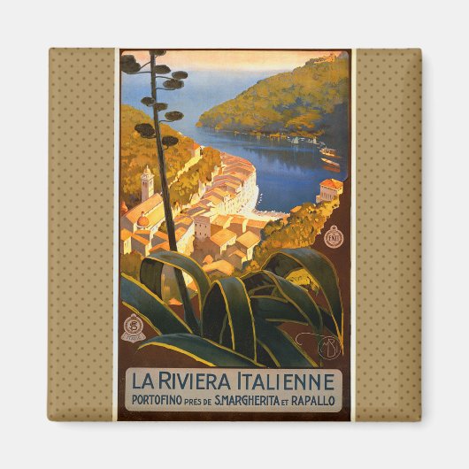 Italiaanse Riviera Europe Italië Reisposter Magneet (Voorkant)
