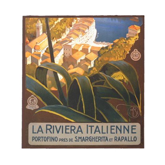 Italiaanse Riviera Europe Italië Reisposter Notitieblok (Voorkant)