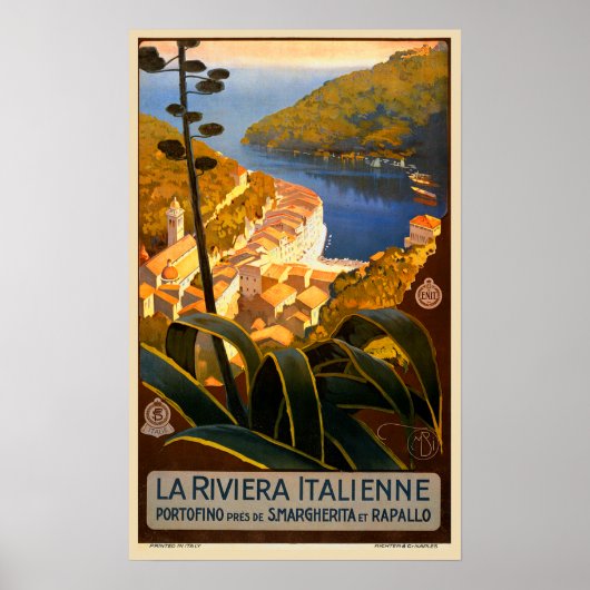 Italiaanse Riviera Europe Italië Reisposter Poster (Voorkant)
