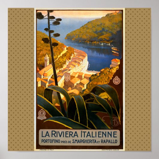 Italiaanse Riviera Europe Italië Reisposter Poster (Voorkant)