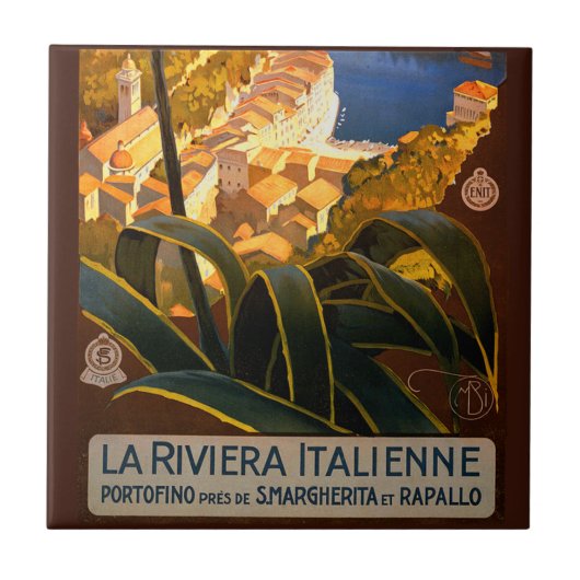 Italiaanse Riviera Europe Italië Reisposter Tegeltje (Voorkant)