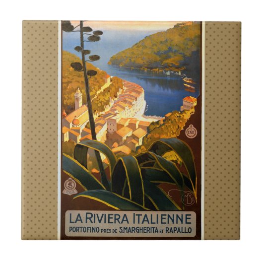 Italiaanse Riviera Europe Italië Reisposter Tegeltje (Voorkant)