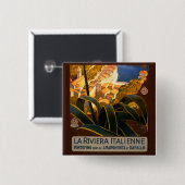 Italiaanse Riviera Europe Italië Reisposter Vierkante Button 5,1 Cm (Voorkant /achterkant)