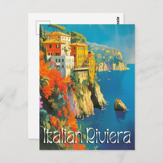 Italiaanse Riviera Retro Reizen Briefkaart (Voorkant / Achterkant)