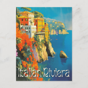 Italiaanse Riviera Retro Reizen Briefkaart