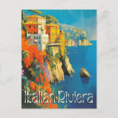 Italiaanse Riviera Retro Reizen Briefkaart (Voorkant)