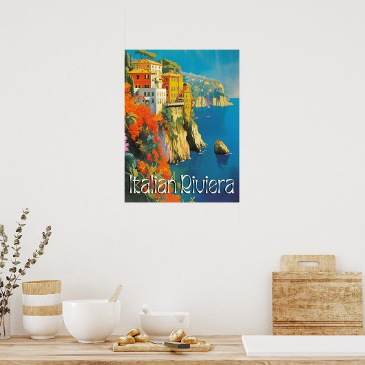 Italiaanse Riviera Retro Reizen Poster (Keuken)