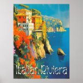 Italiaanse Riviera Retro Reizen Poster (Voorkant)