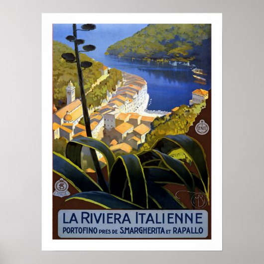 Italiaanse Riviera Vintage-reis Poster (Voorkant)