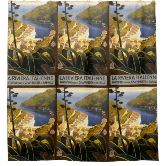 Italiaanse Riviera Vintage Reizen douchegordijn (Voorkant)