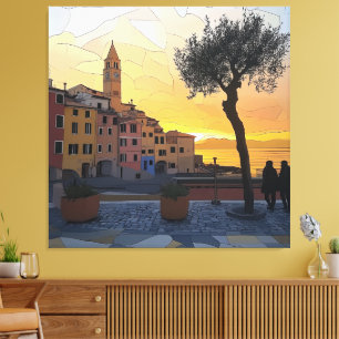 Italiaanse Rivièra Zonsondergang Kunst - Canvaspri Canvas Afdruk