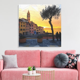 Italiaanse Rivièra Zonsondergang Kunst - Canvaspri Canvas Afdruk