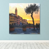 Italiaanse Rivièra Zonsondergang Kunst - Canvaspri Canvas Afdruk (Insitu (Houten vloer))