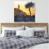Italiaanse Rivièra Zonsondergang Kunst - Canvaspri Canvas Afdruk (Insitu (Slaapkamer))