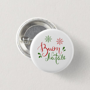 Italiaanse rode kerst ronde button 3,2 cm