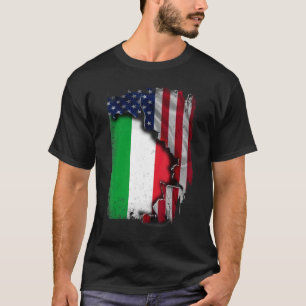 Italiaanse ROOTS - halve Amerikaanse vlag Italië T-shirt