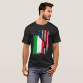 Italiaanse ROOTS - halve Amerikaanse vlag Italië T-shirt (Voorkant volledig)