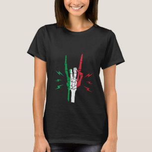 Italiaanse Roots Skelet Hand Italië Vlag V-hals T-shirt