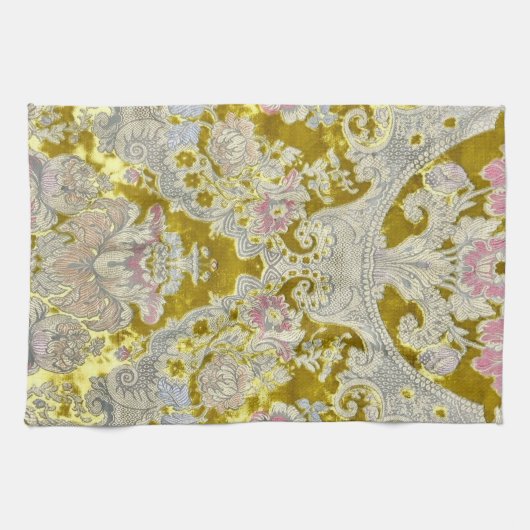 Italiaanse roze Paisley Flowers Theedoek (Horizontaal)