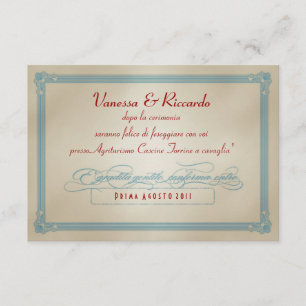 Italiaanse RSVP Rood White & Blue DIY Wedding RSVP Kaartje