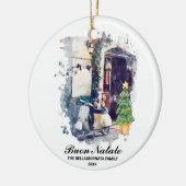 *~* Italiaanse scooter Buon Natale Fotokerstmis Keramisch Ornament (Links)