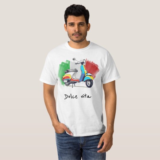 Italiaanse scooter, lief leven, dolce vita t-shirt (Voorkant volledig)