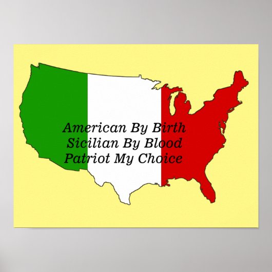 Italiaanse Siciliaanse patriot USA Map Poster (Voorkant)