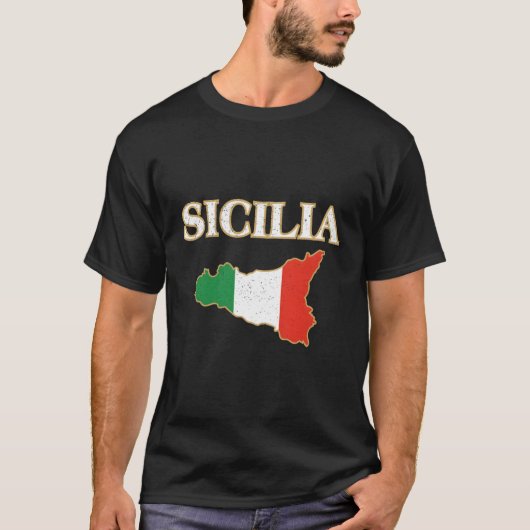 Italiaanse Siciliaanse Siciliaanse kaart T-shirt (Voorkant)