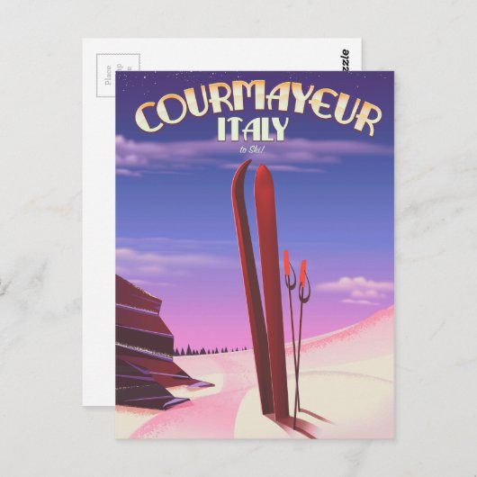 Italiaanse ski-poster briefkaart (Voorkant / Achterkant)